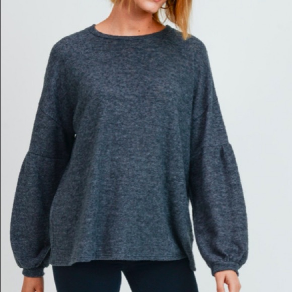 Charcoal puffer sleeve pullover - Picture 1 of 2